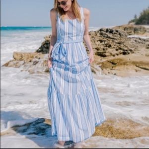 Vineyard Vines Ocean Stripe Tiered Maxi Dress